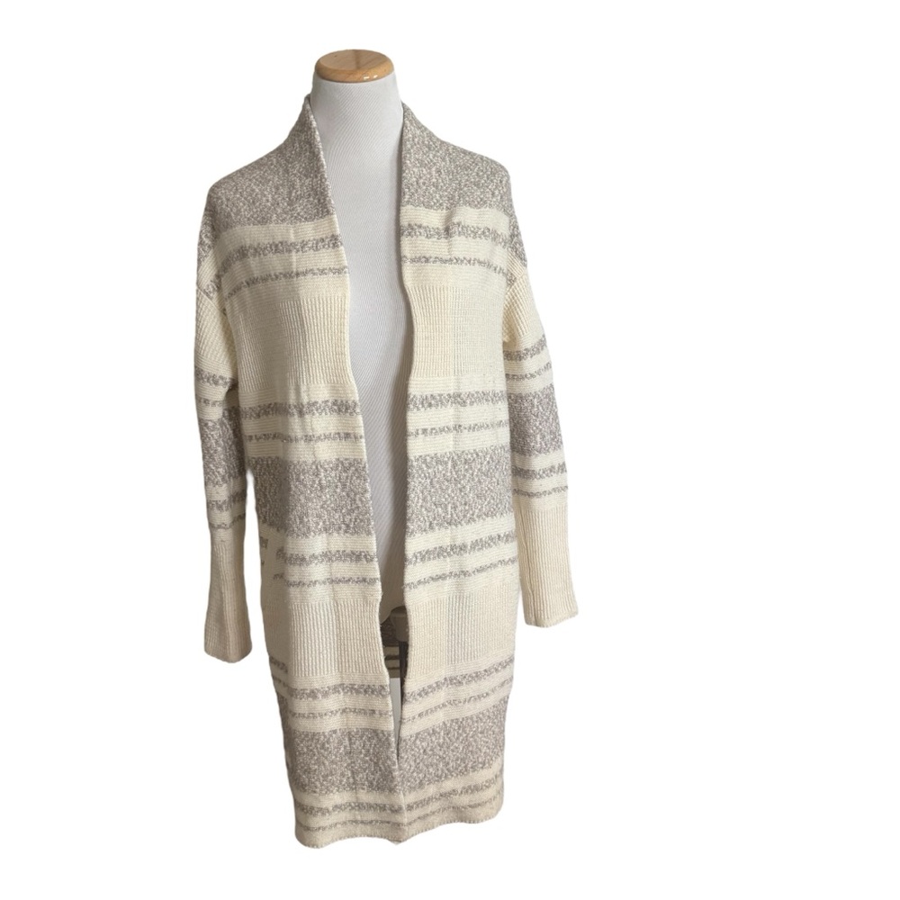Athleta Wool Striped Open Cardigan